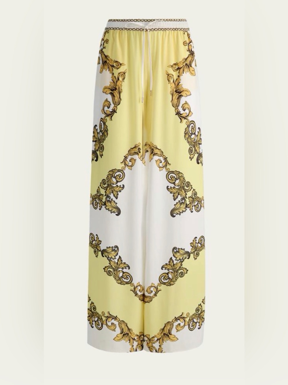 Alice + Olivia Yellow and White Baroque Wide-Leg Pants - Picture 5 of 6